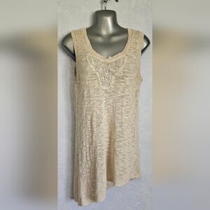RXB Womens Cream Sleeveless Asymetrical Top L
